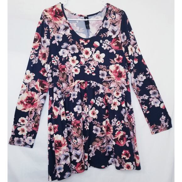 Agnes & Dora Multicolor Floral Print Dress Long Sleeve Scoop Neckline Size XL - Picture 1 of 6